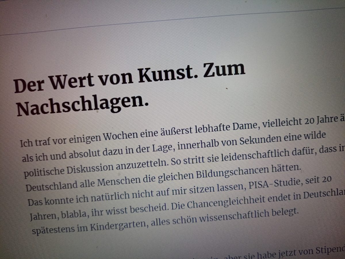 Der Wert von Kunst. Ganz kurz.